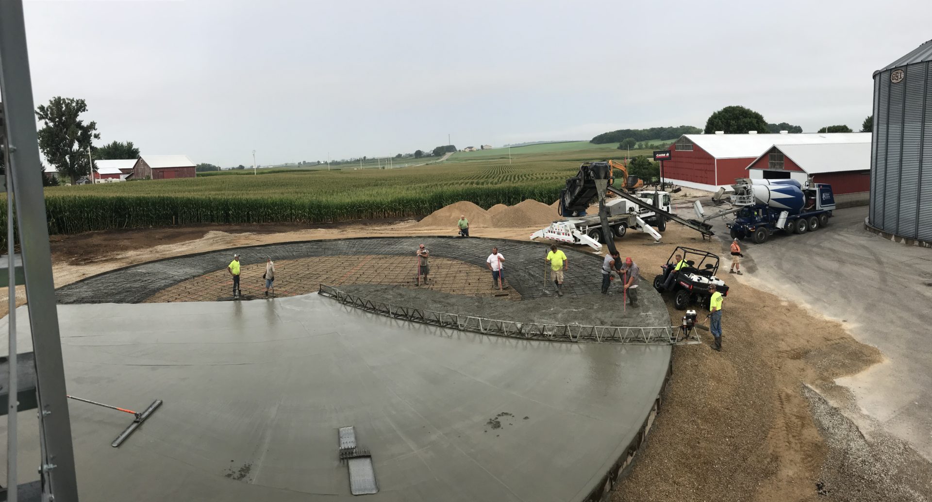 Workers creating a custom concrete design
